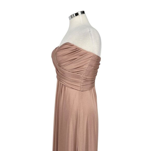 La Femme Blush Pink Strapless High Slit Floor-Length Formal Gown Size 6 - Picture 5 of 16